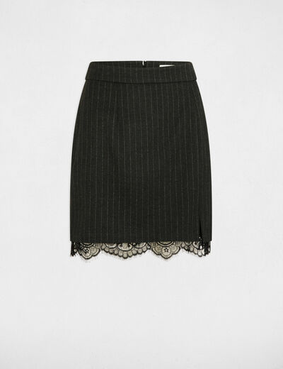 Falda corta con rayas gris anthracite mujer
