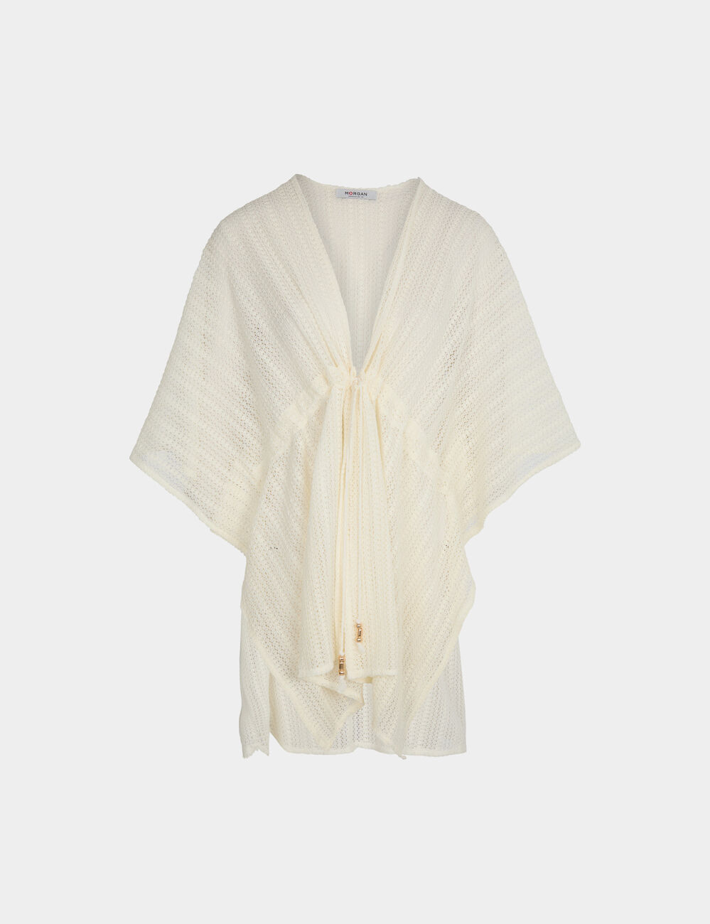 Poncho cuello v blanco mujer