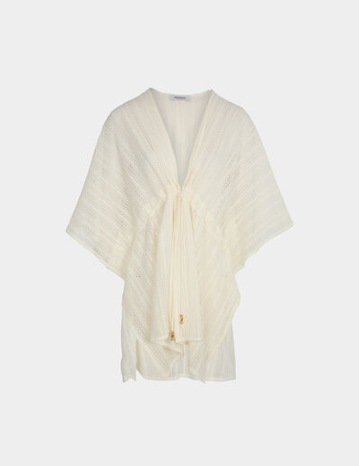 Poncho cuello v blanco mujer