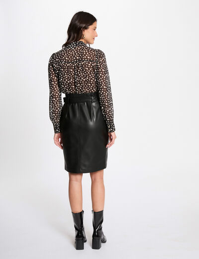 Falda de tubo cuero sintético negro mujer