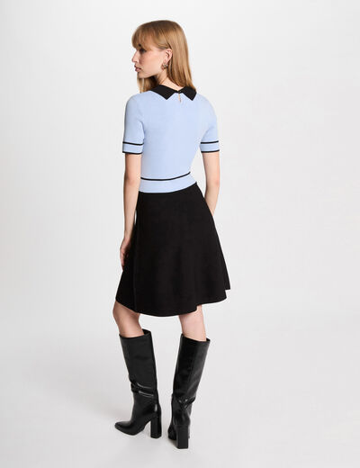 Vestido punto corto evasé azul cielo mujer