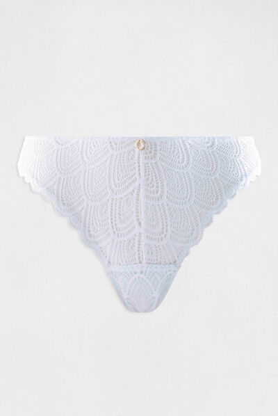 Tanga de encaje blanco mujer