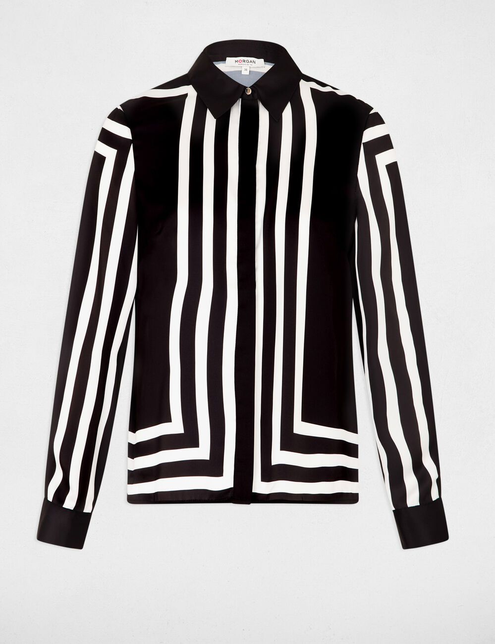 Camisa manga larga rayas negro mujer