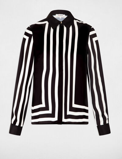 Camisa manga larga rayas negro mujer