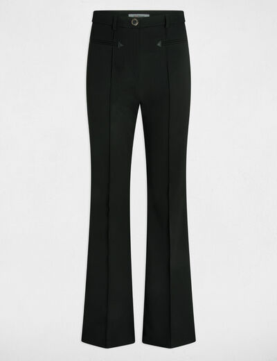 Pantalón boot-cut talle alto negro mujer