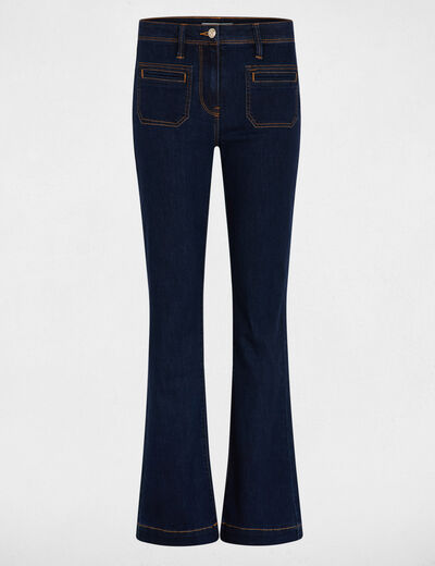 Vaqueros bootcut de tiro alto denim crudo mujer