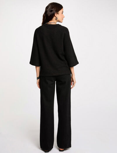 Jersey extragrande manga 3/4 negro mujer