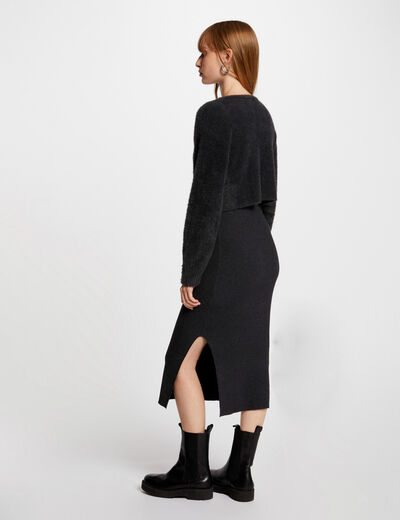 Vestido midi ajustado 2-en-1 gris oscuro mujer