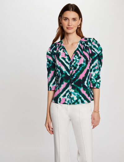 Camisa manga 3/4 estampada multico mujer