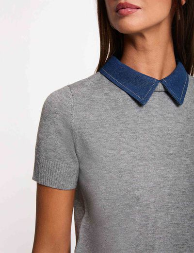 Jersey con cuello vuelto gris claro mujer