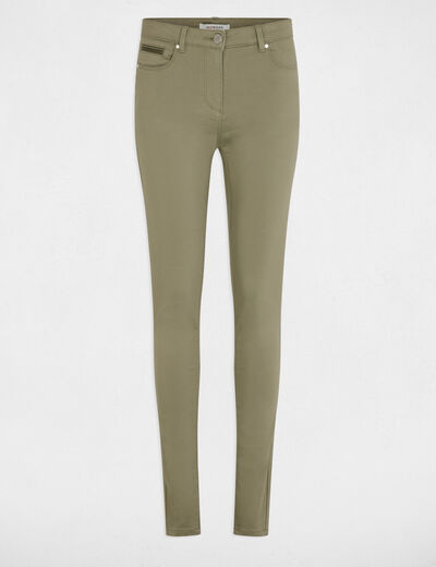 Pantalón slim talle estándar verde caqui mujer