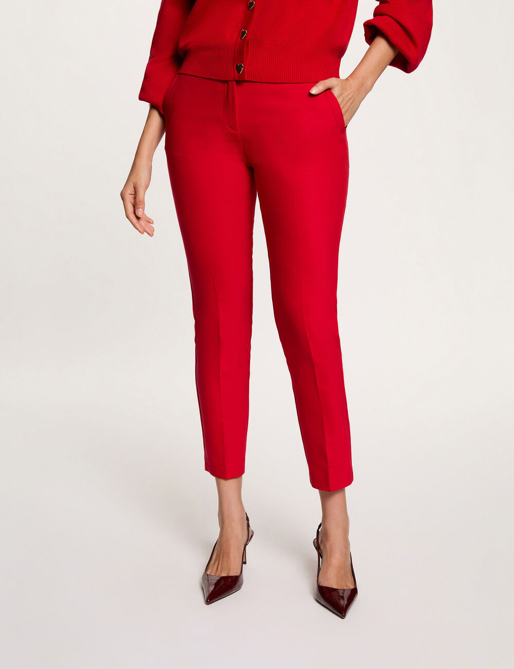 Pantal&oacute;n city recto estilo corto rojo mujer
