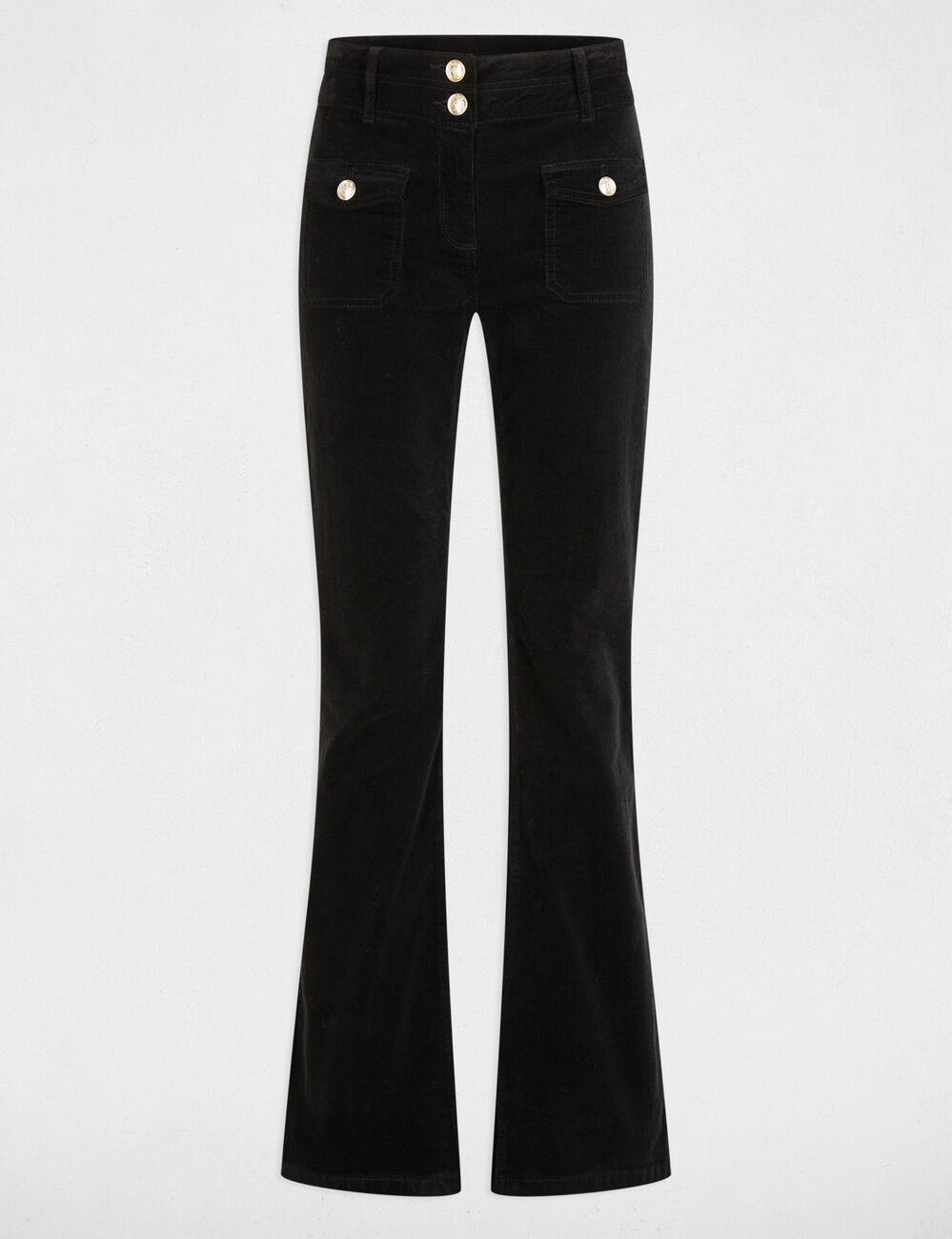 Pantalón ajustado terciopelo negro mujer