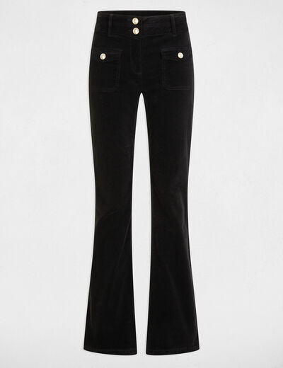 Pantalón ajustado terciopelo negro mujer