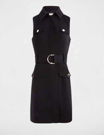 Vestido entallado cinturón negro mujer