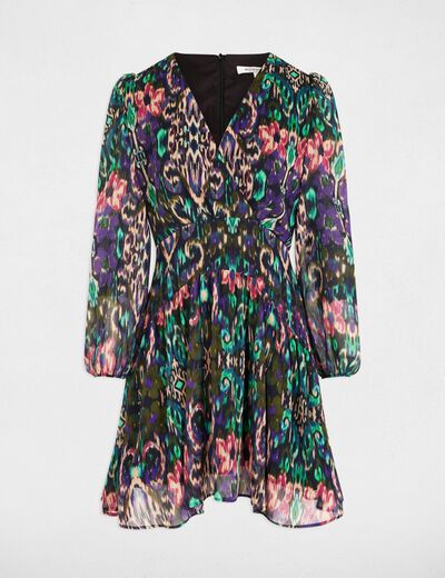 Vestido acampado estampado multicolor mujer