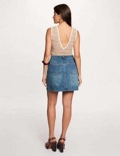Jersey ajustado con cuello en v beige mujer