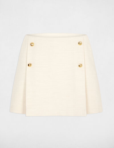 Falda-pantal&oacute;n de tweed ajustada arena mujer