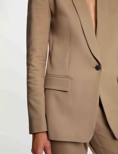 Chaqueta corta cuello chal topo mujer