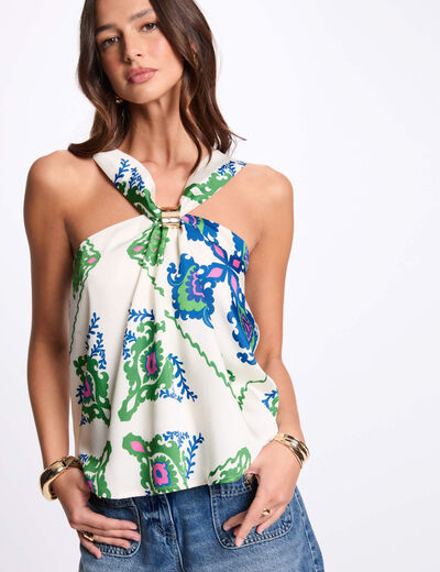 Top sin mangas estampado multicolor mujer