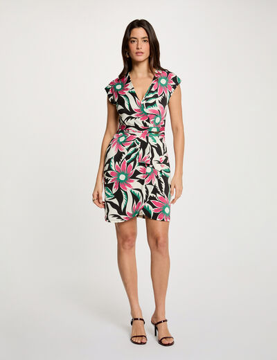 Vestido corto cruzado multicolor mujer