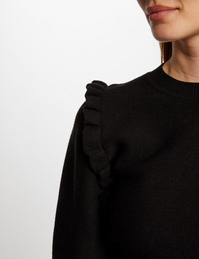 Jersey manga larga volantes negro mujer