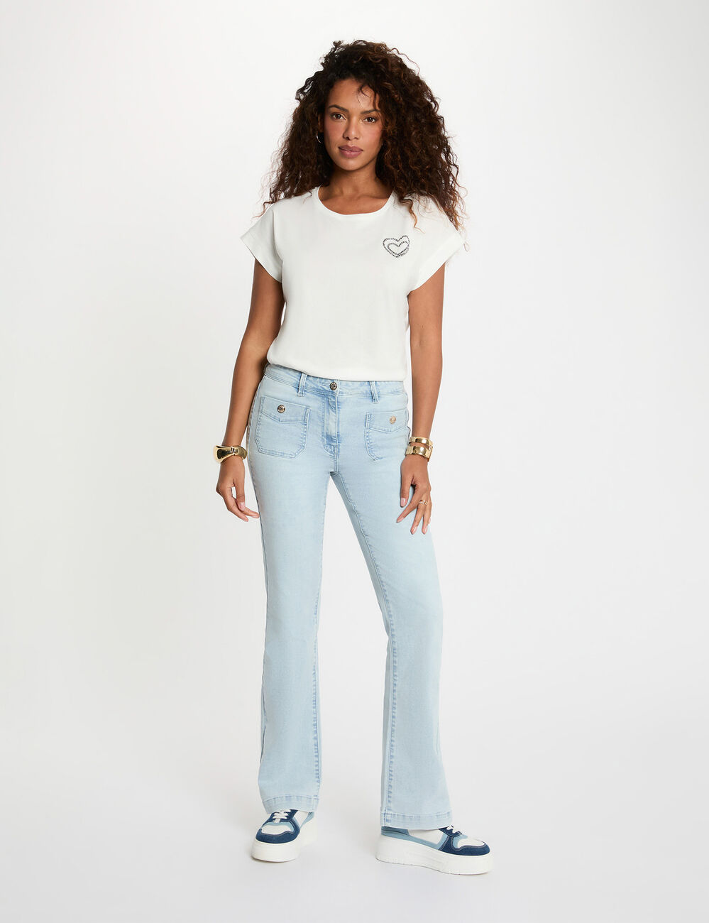 Camiseta de manga corta blanco mujer