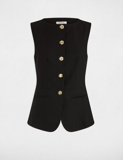 Chaqueta ajustada sin mangas negro mujer