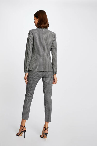Chaqueta recta estampado geométrico azul marino mujer