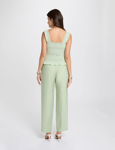 Jersey ajustado cuello cuadrado verde pastel mujer
