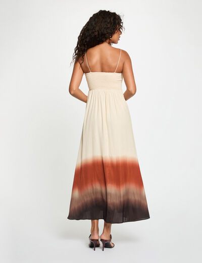 Vestido largo recto holgado marr&oacute;n oscuro mujer