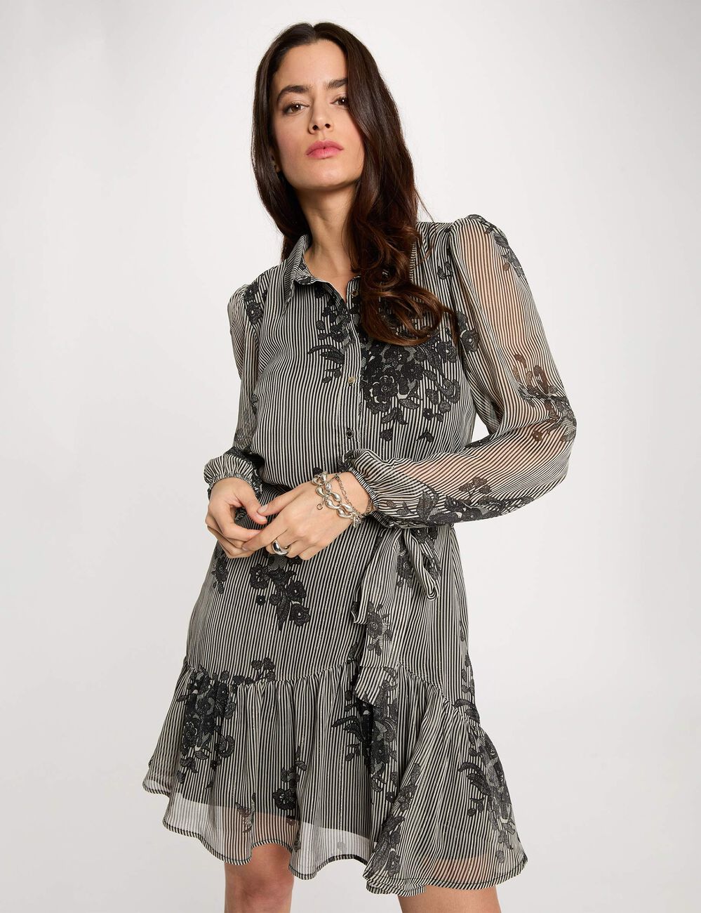 Vestido corto fluido multicolor mujer