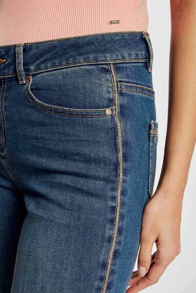 Vaquero slim con bandas strass vaquero stone mujer