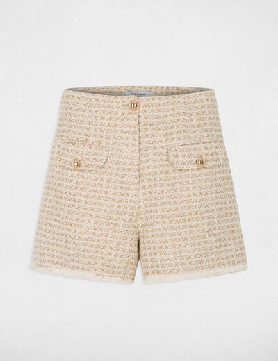 Pantal&oacute;n corto de tweed de tiro alto multicolor mujer