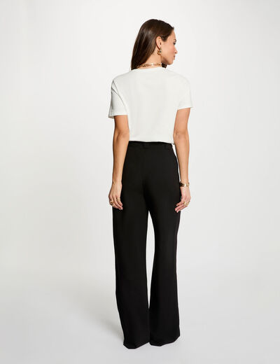 Pantal&oacute;n ancho de tiro alto negro mujer