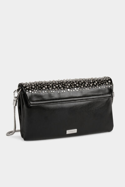 Bolso de mano con tachuelas negro mujer