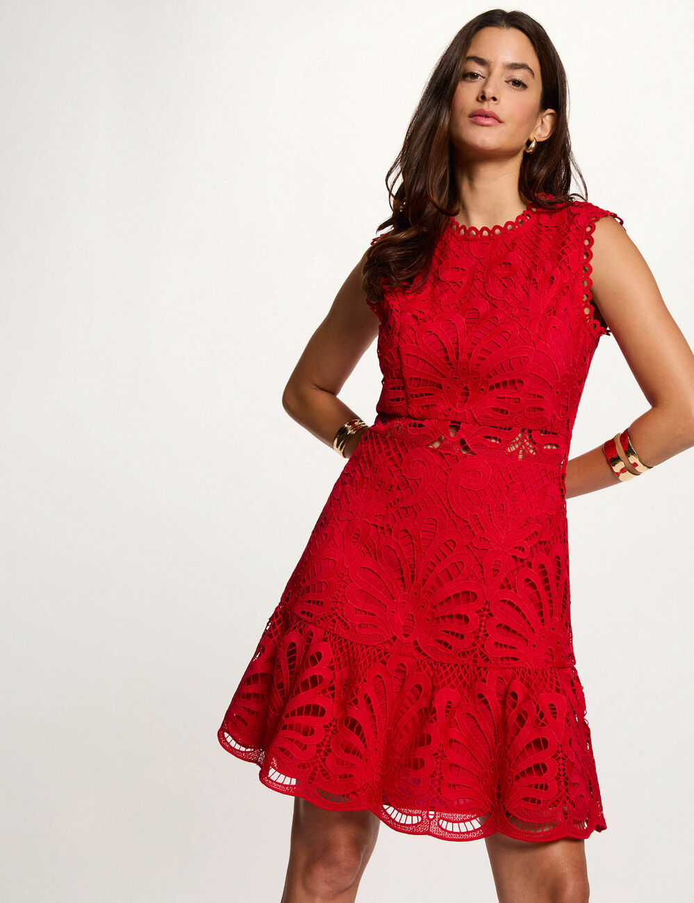 Vestido corto evas&eacute; encaje rojo mujer