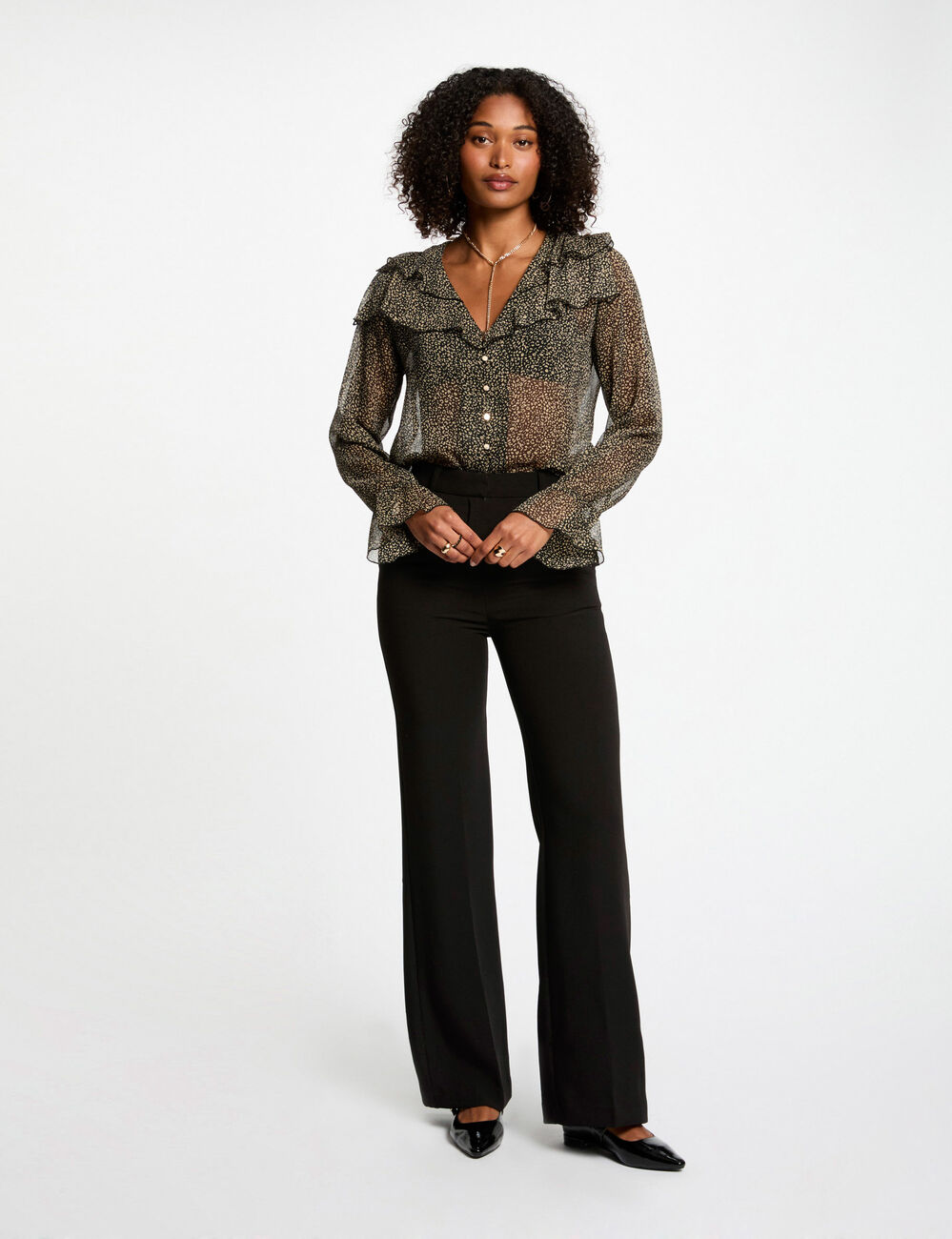Camisa manga larga multicolor mujer
