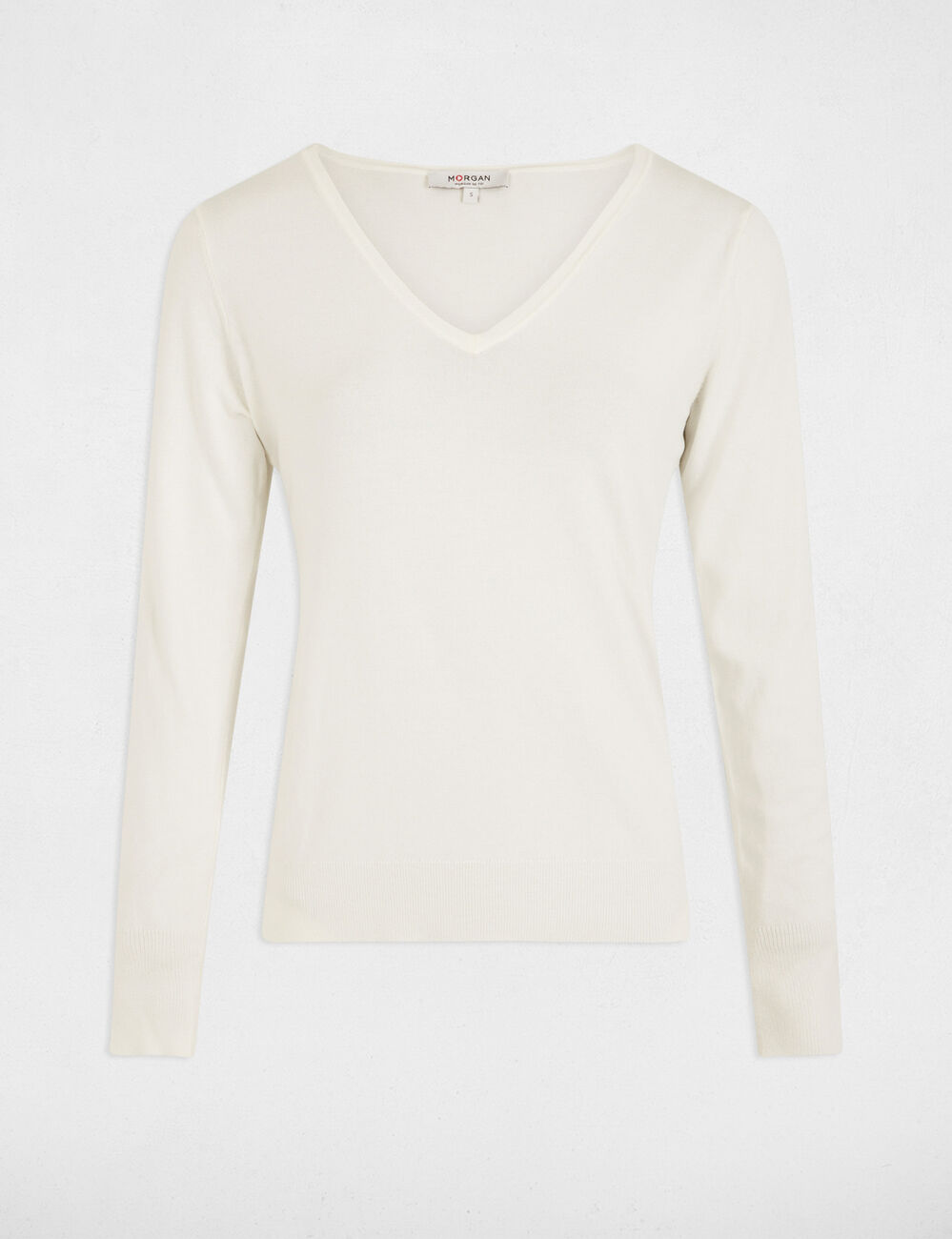 Jersey escote en V blanco mujer