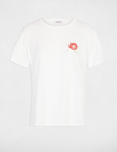 Camiseta estampada cuello redondo blanco mujer