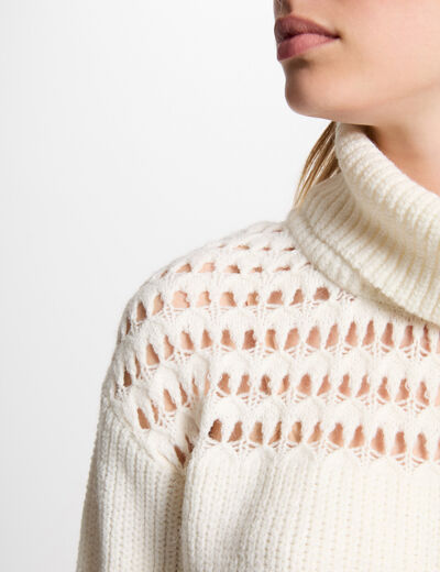 Jersey cuello de tortuga crudo mujer