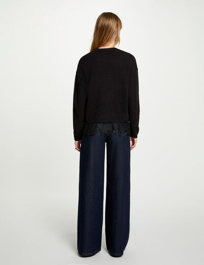 Jersey cuello redondo negro mujer