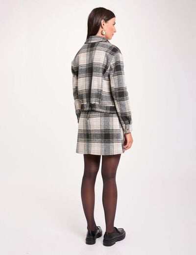 Chaqueta recta de cuadros multicolor mujer