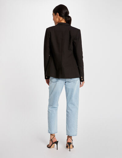 Americana recta abotonada negro mujer
