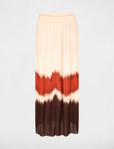 Falda larga plisada multicolor mujer