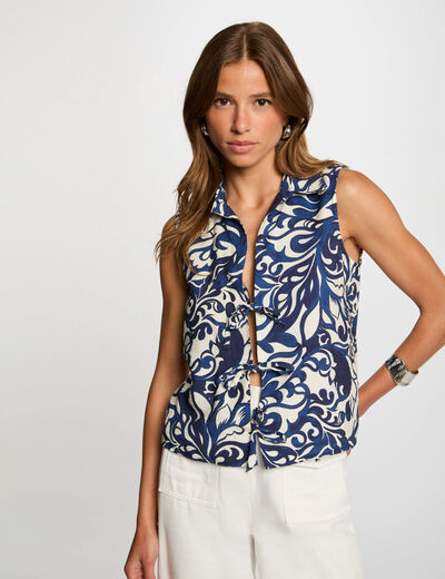 Camisa sin mangas estampada multicolor mujer