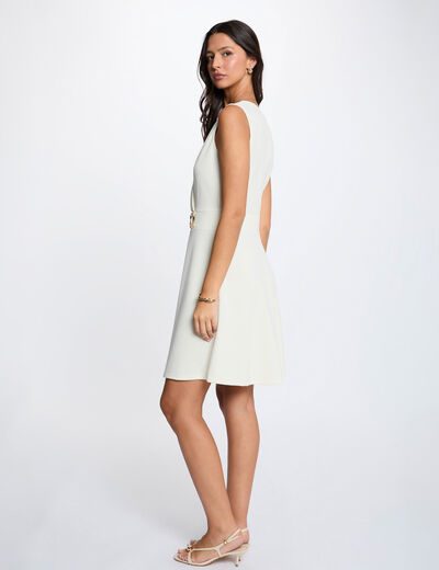 Vestido corto cruzado creme mujer