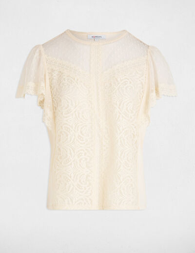 Camiseta manga corta crudo mujer