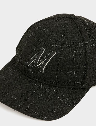 Gorra M de tweed negro mujer