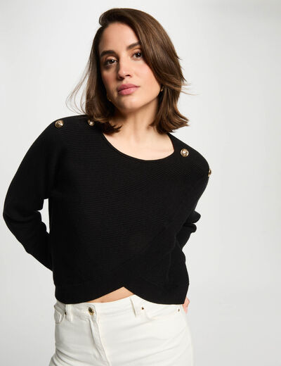 Jersey cuello redondo negro mujer